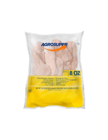 Blanc de Poulet sans os sans peau 4.5Kg Caisse de 4 Pqts Agrosuper